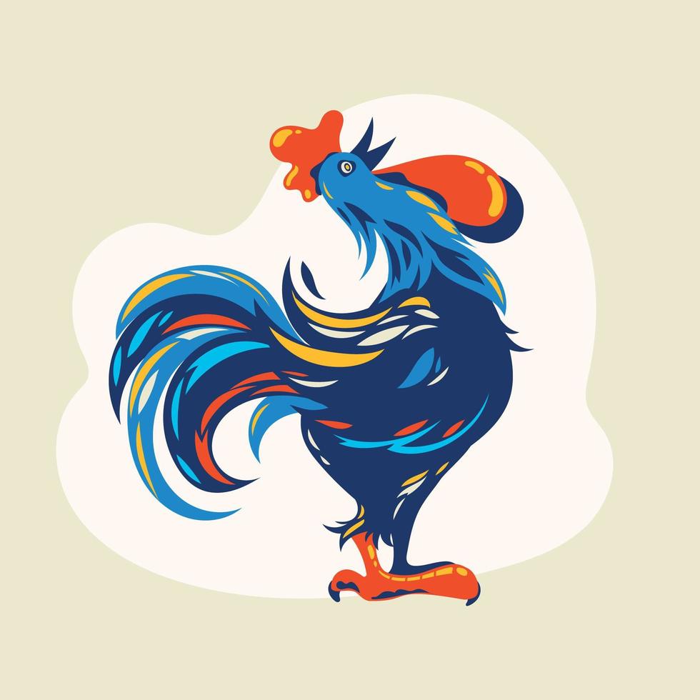 beau dessin animé de coq vecteur