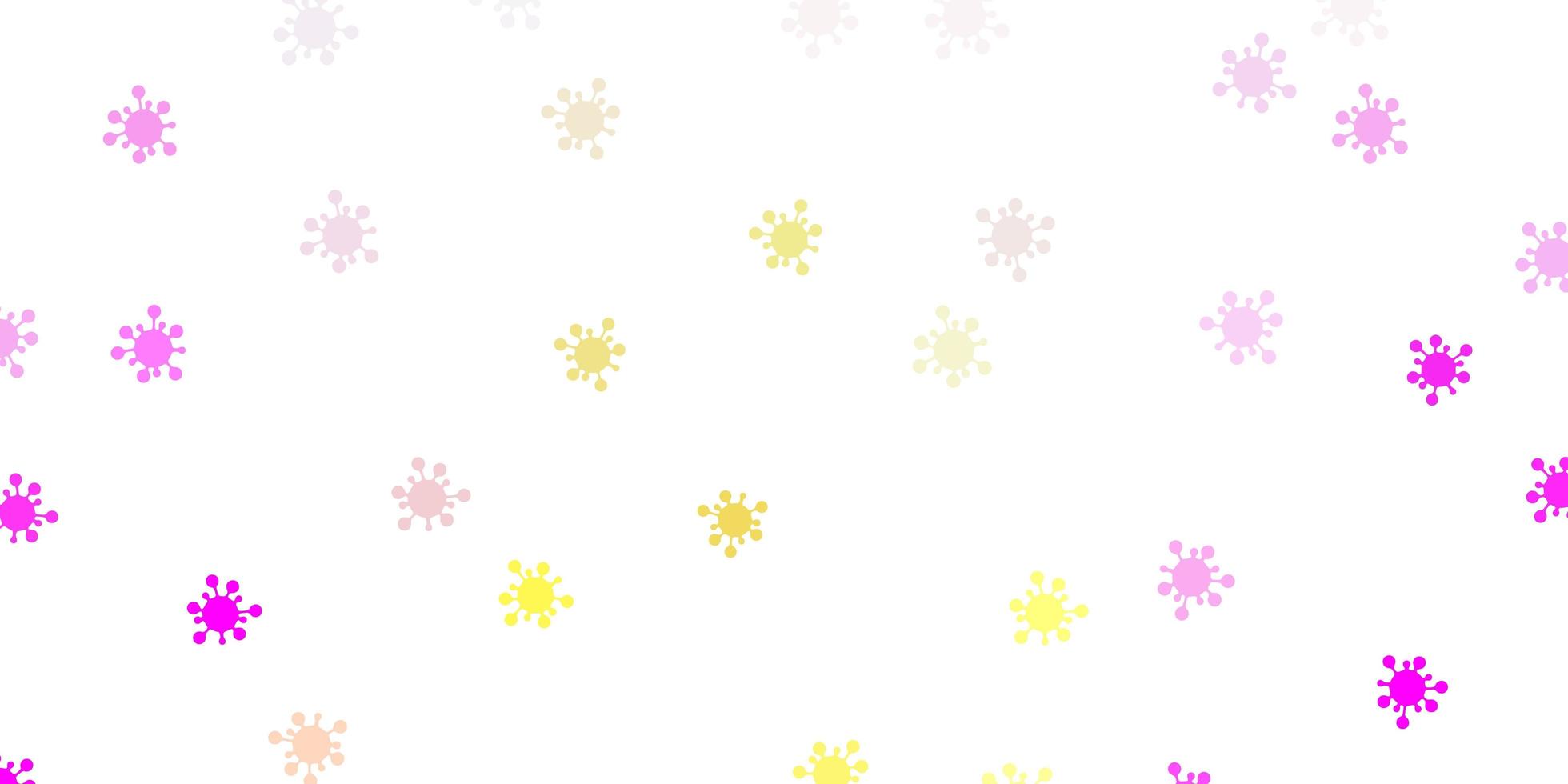 toile de fond de vecteur rose clair et jaune avec symboles de virus
