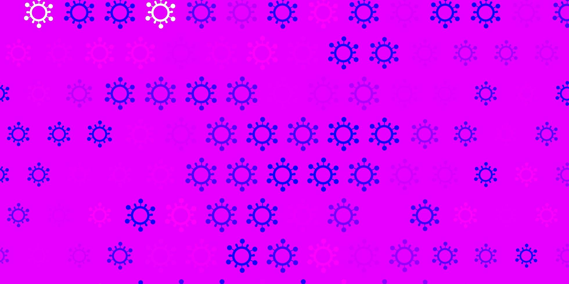 modèle vectoriel violet clair, rose avec des éléments de coronavirus.