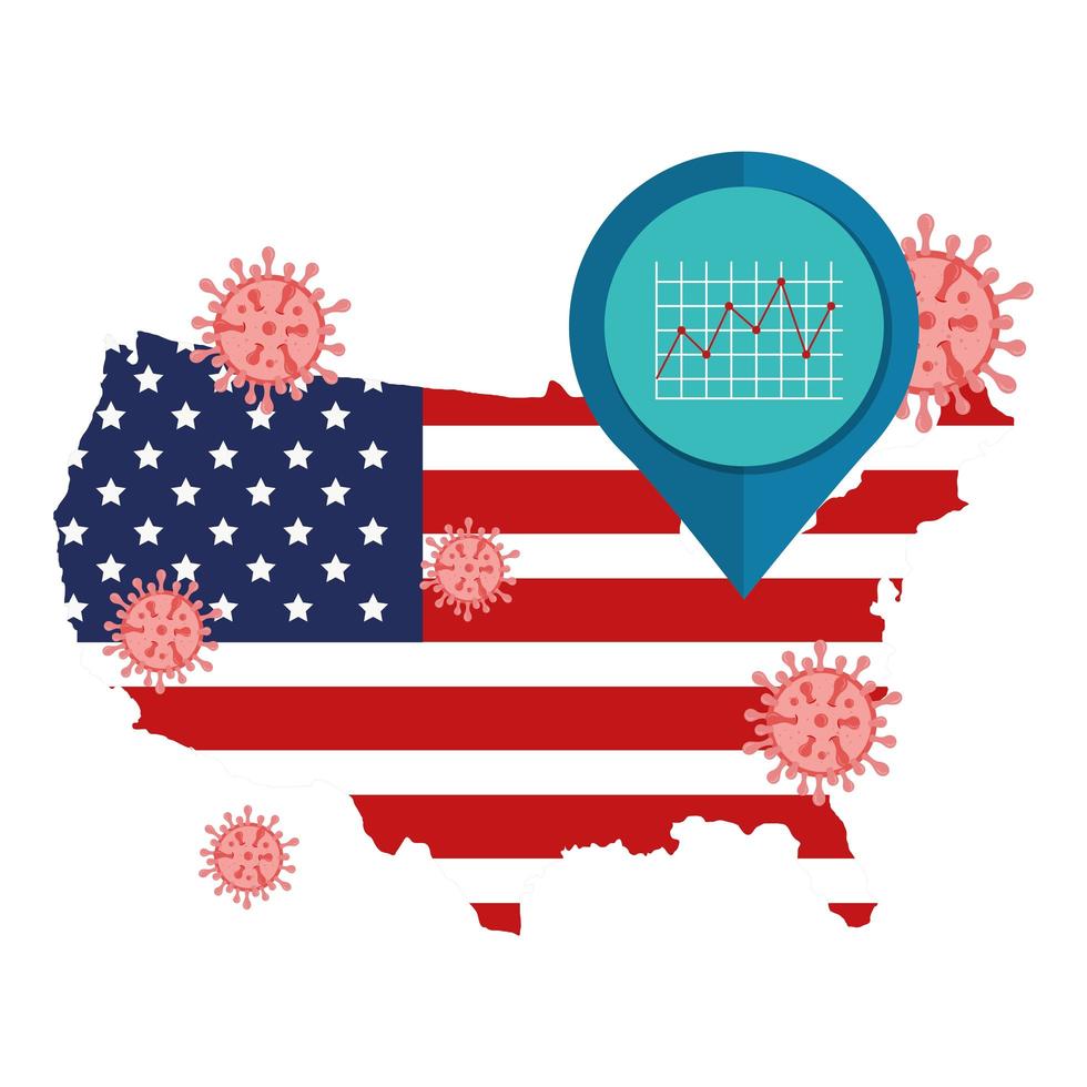 carte des états-unis et campagne de prévention des coronavirus vecteur