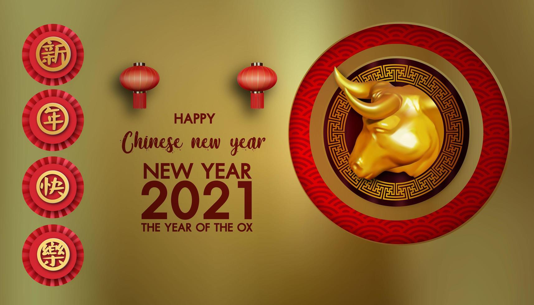 joyeux nouvel an chinois 2021, année du bœuf vecteur