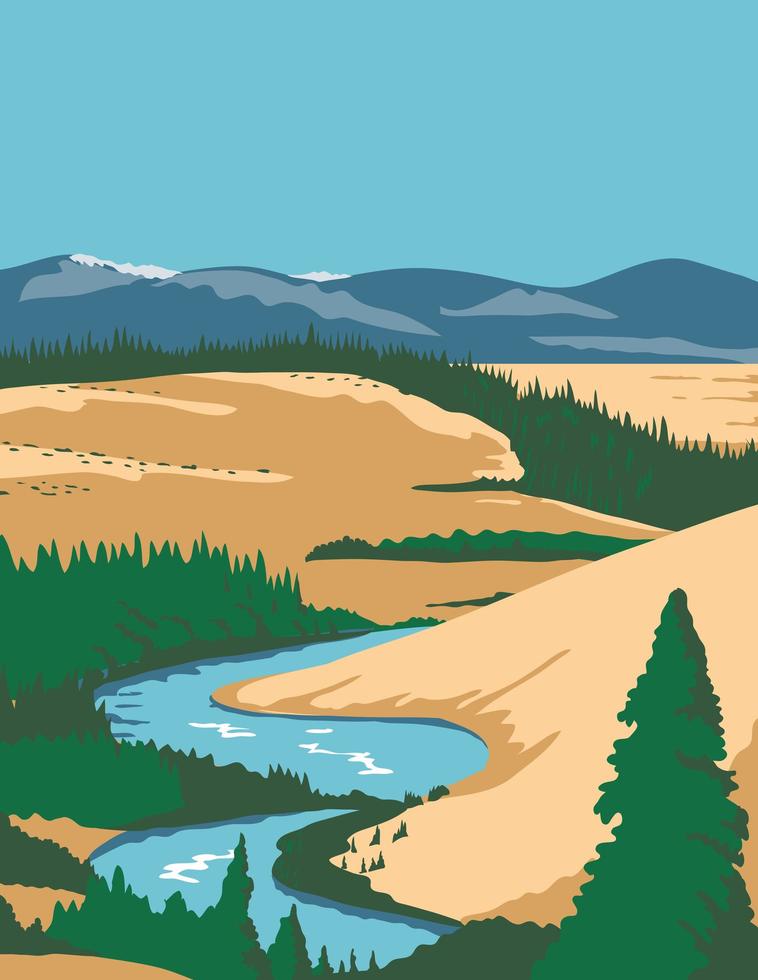 art de l'affiche de la vallée de l'Alaska vecteur