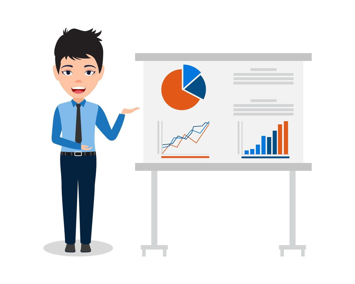 homme daffaires présentant le graphique de vente vecteur