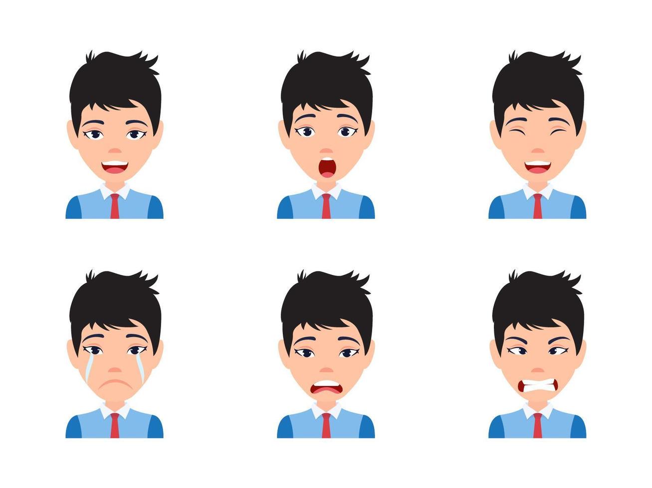 avatar de personnage masculin avec diverses expressions vecteur