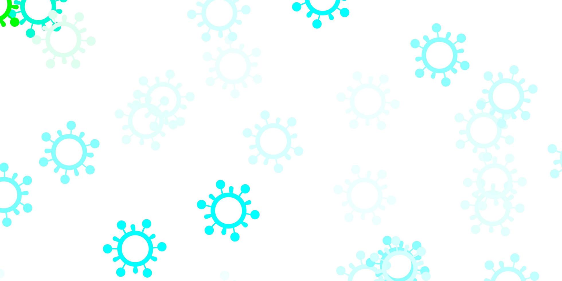 toile de fond de vecteur bleu clair et vert avec symboles de virus
