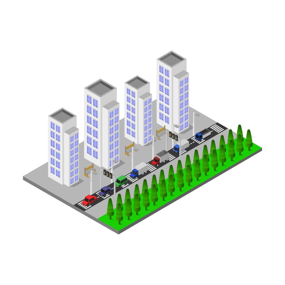 ville isométrique illustrée en vecteur sur fond blanc