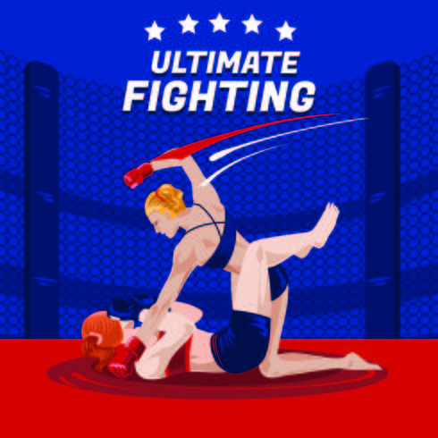 Bataille de deux femmes Boxers sur Ultimate Fighting vecteur