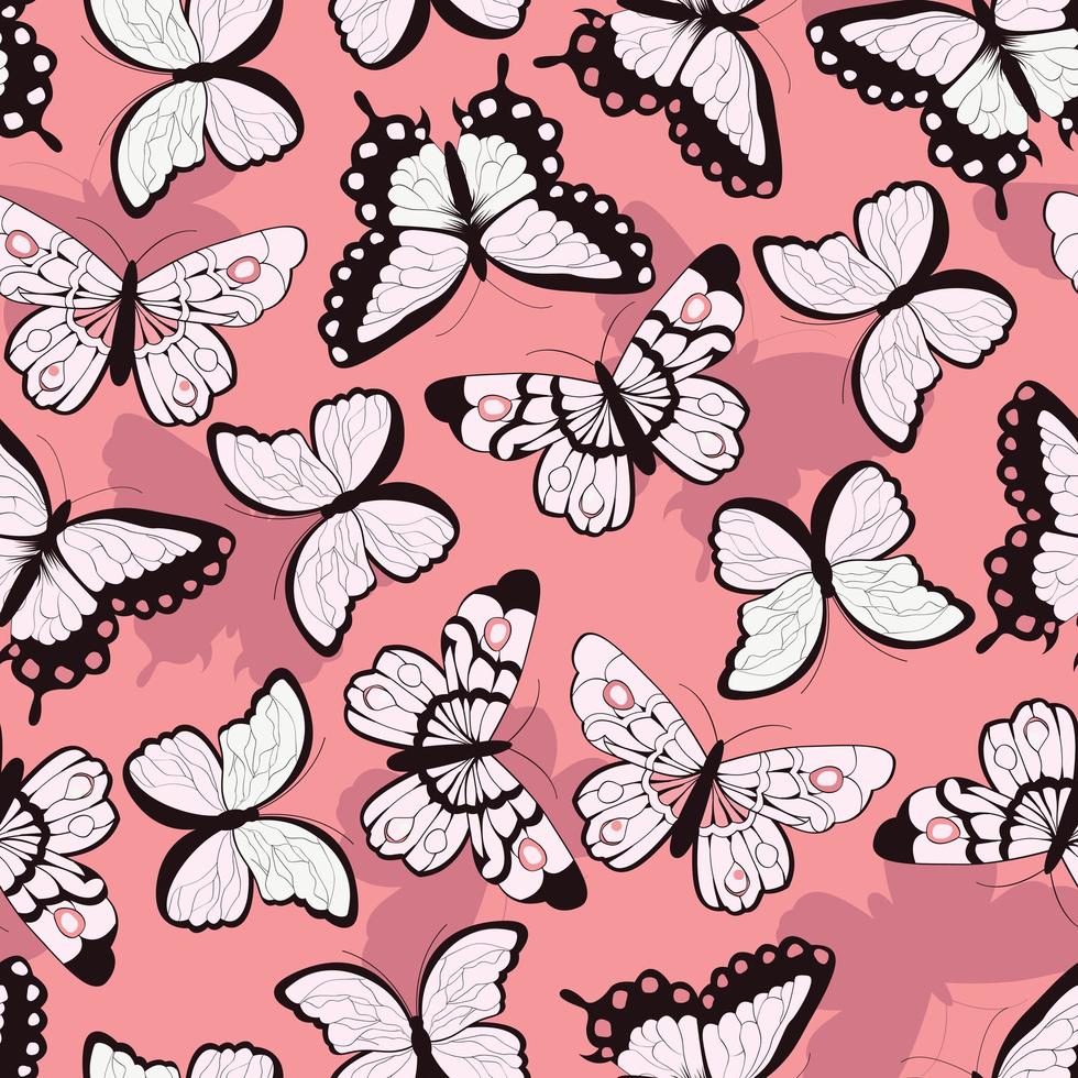 modèle sans couture avec papillons colorés dessinés à la main vecteur