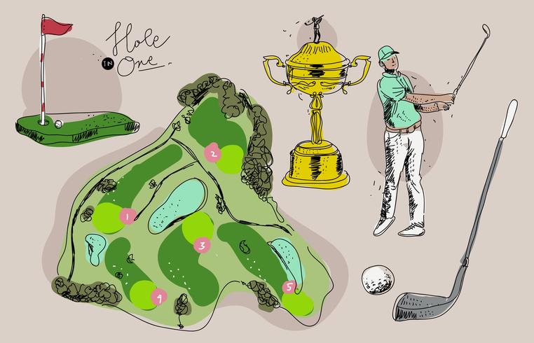 illustration vectorielle de championnat de golf vintage dessinés à la main vecteur