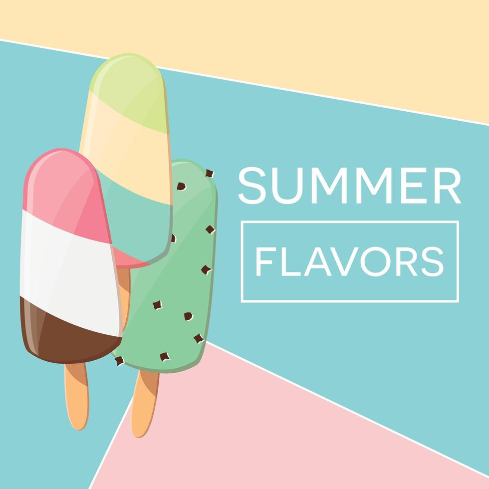 conception d'affiche d'été typographique moderne avec crème glacée et éléments géométriques vecteur