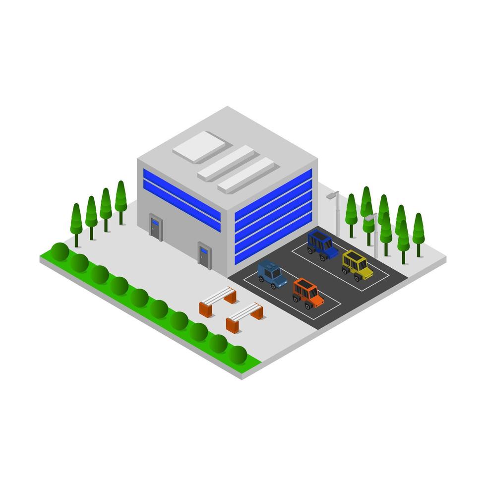 bâtiment isométrique illustré sur fond blanc vecteur