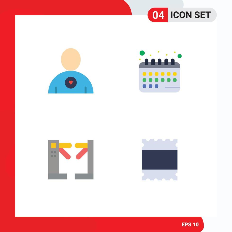 interface mobile icône plate ensemble de 4 pictogrammes des tourniquets préférés mise en page du calendrier des rendez-vous éléments de conception vectoriels modifiables vecteur