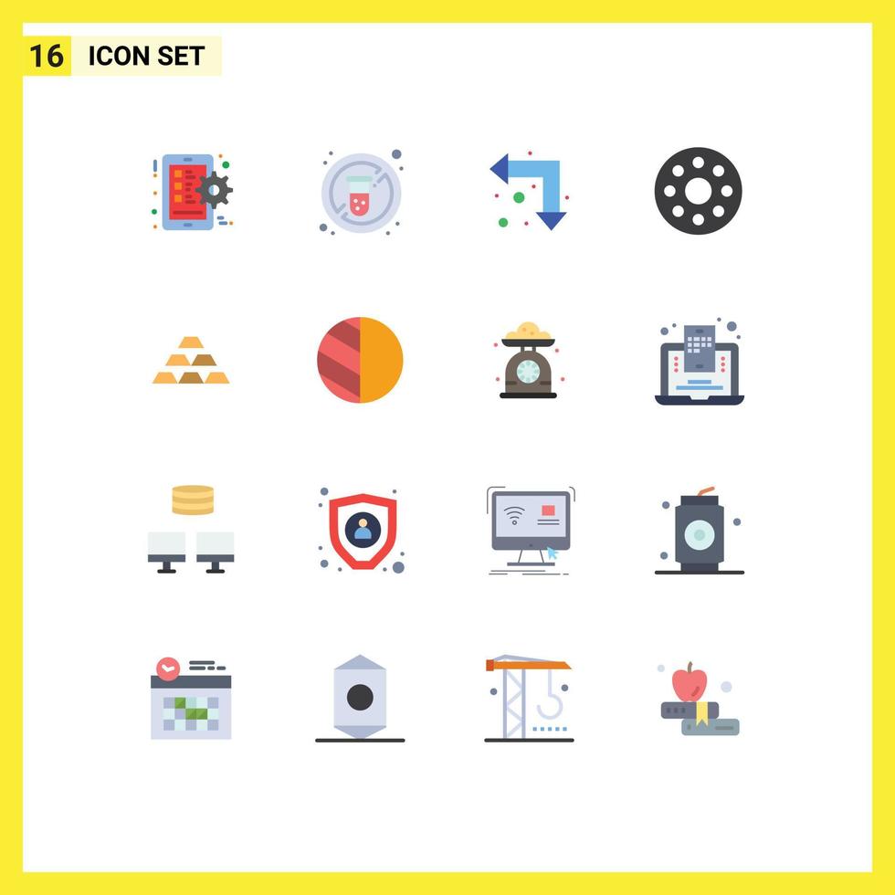 pack de 16 signes et symboles de couleurs plates modernes pour les supports d'impression Web tels que le moniteur de flèche d'or de dépôt bébé pack modifiable d'éléments de conception de vecteur créatif