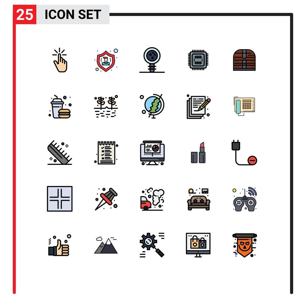 ensemble de 25 symboles d'icônes d'interface utilisateur modernes signes pour le système technologique protègent les éléments de conception vectoriels modifiables du chromosome génétique vecteur