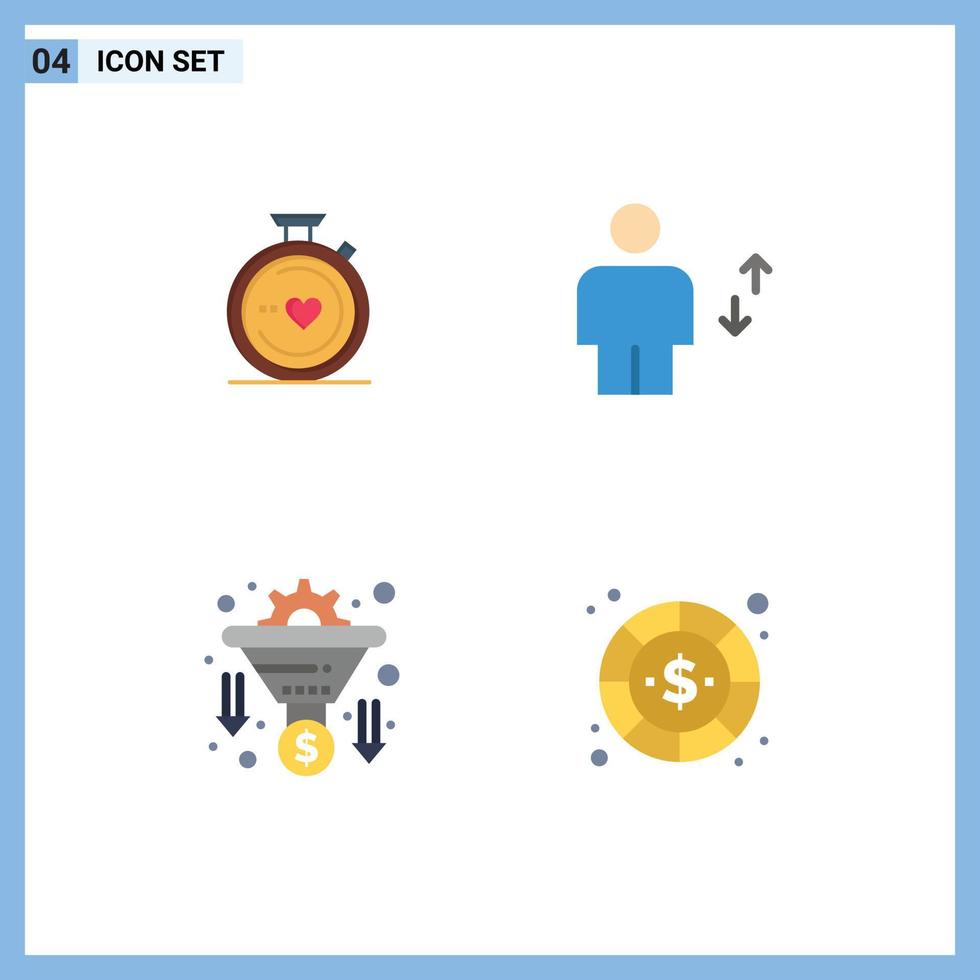 4 concept d'icône plate pour sites Web mobiles et applications conversion de boussole entonnoir d'ascenseur de mariage éléments de conception vectoriels modifiables vecteur