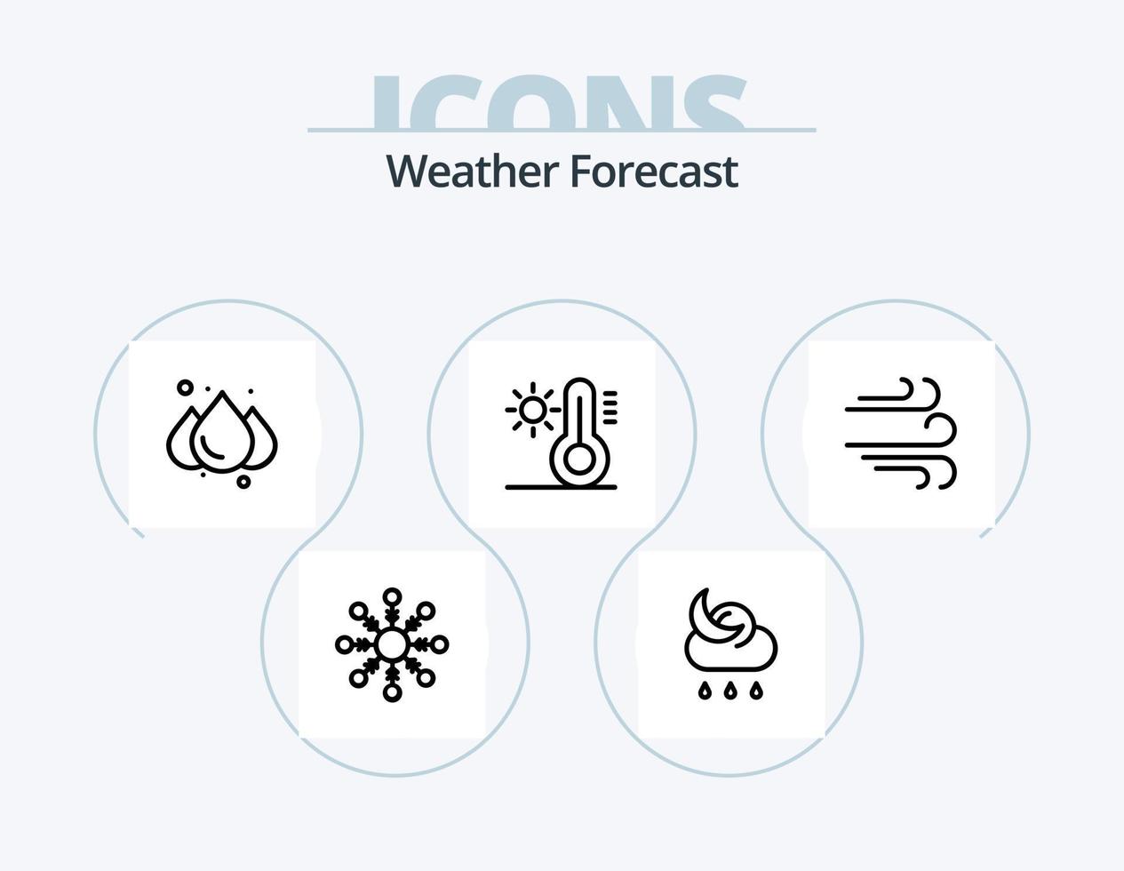 pack d'icônes de ligne météo 5 conception d'icônes. la météo. nuage. flocon. la météo. neige vecteur