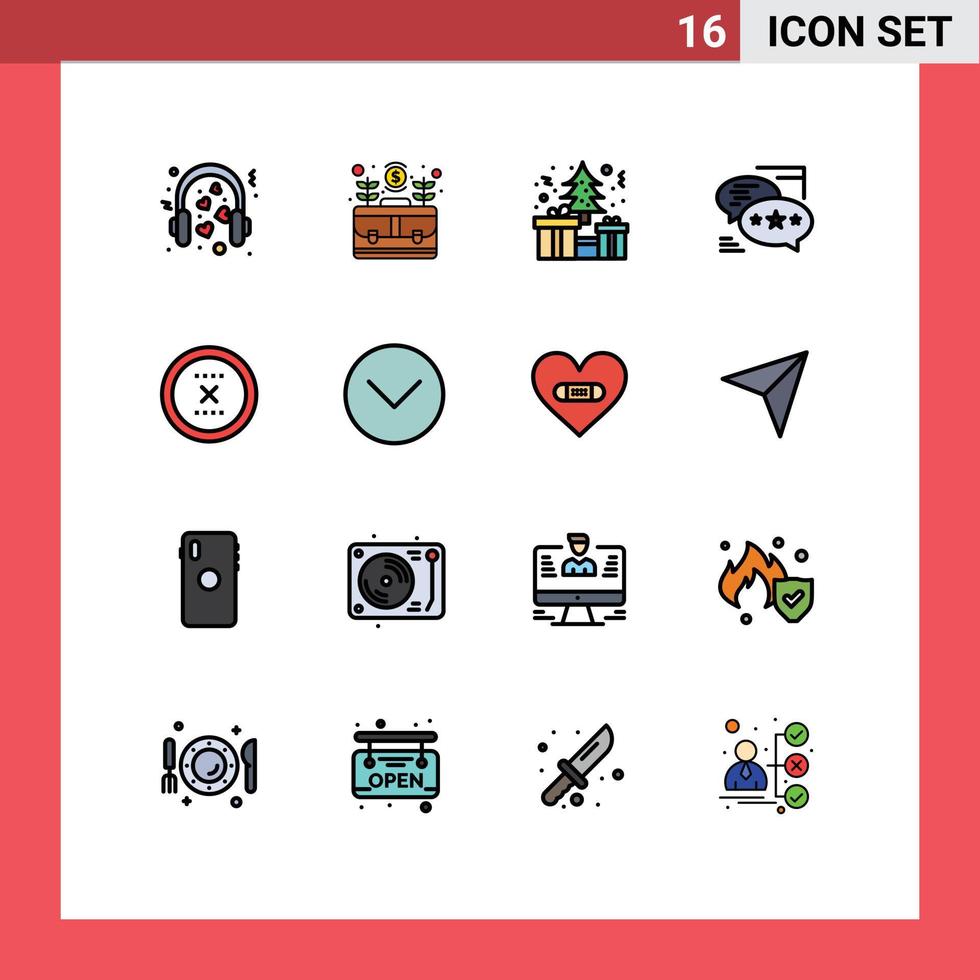 interface mobile ligne remplie de couleurs plates ensemble de 16 pictogrammes de messages communication argent chat noël éléments de conception vectoriels créatifs modifiables vecteur