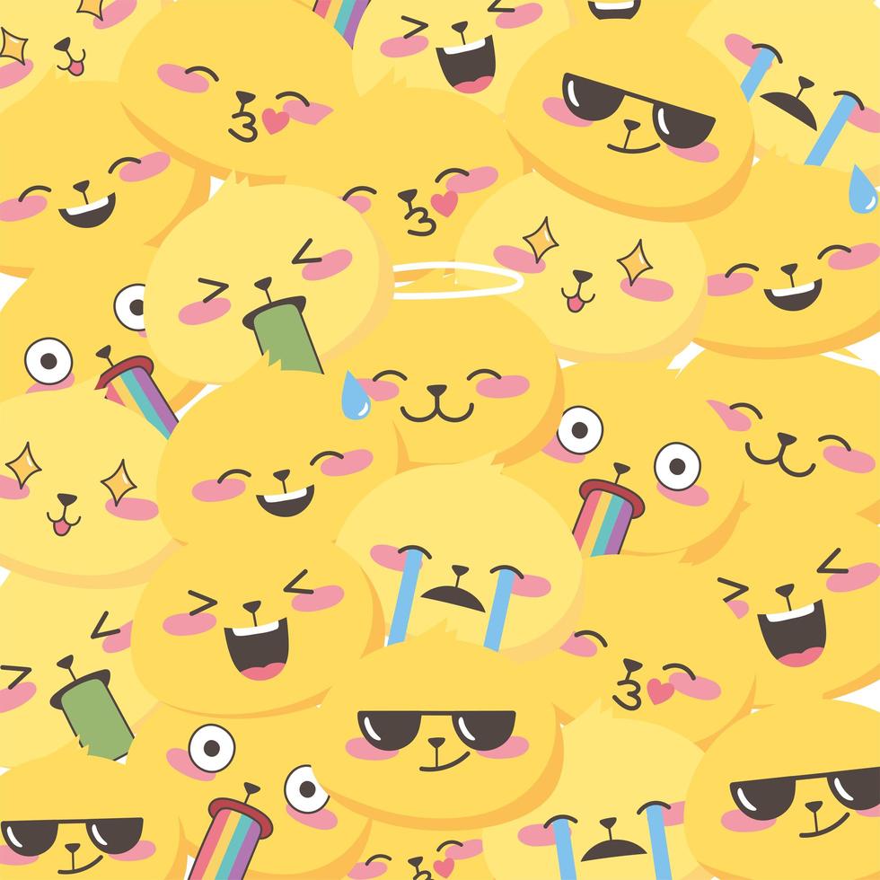 expressions emoji de médias sociaux visages conception de fond de collection de dessins animés vecteur