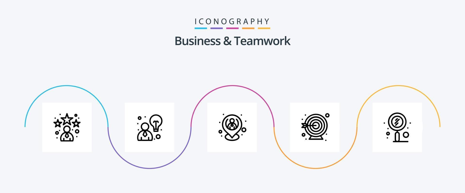 pack d'icônes ligne 5 pour les affaires et le travail d'équipe, y compris la recherche. quête. heure. cible. fléchettes vecteur