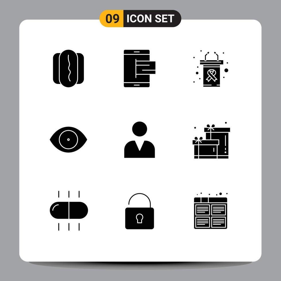 ensemble de 9 symboles d'icônes d'interface utilisateur modernes signes pour l'homme vision podium œil humain éléments de conception vectoriels modifiables vecteur