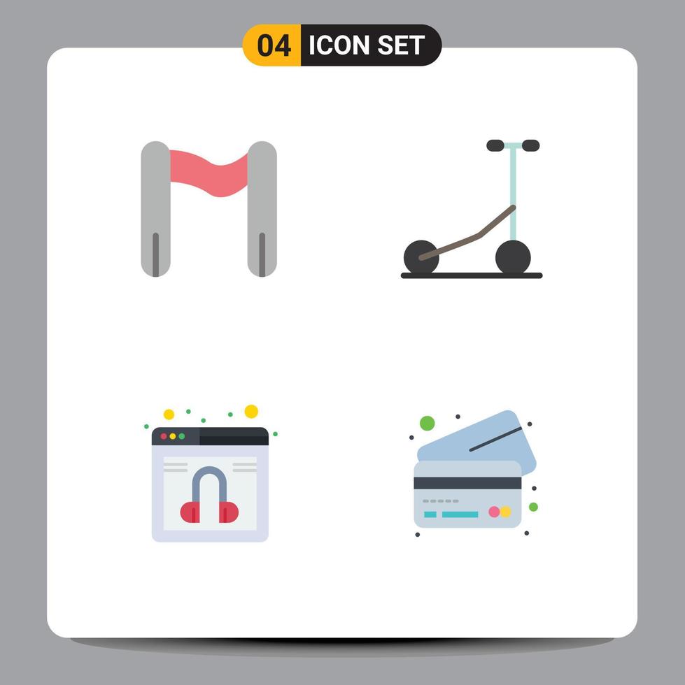 pack de 4 signes et symboles d'icônes plates modernes pour les supports d'impression Web tels que les cartes de chat de scooter de service de finition éléments de conception vectoriels modifiables vecteur