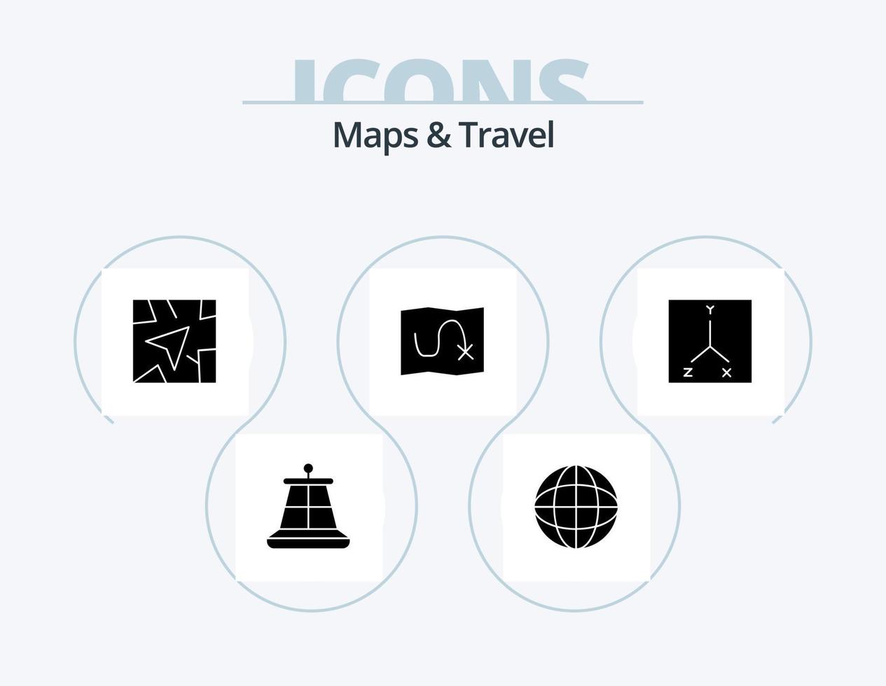 cartes et pack d'icônes de glyphe de voyage 5 conception d'icônes. . carte. . emplacement vecteur