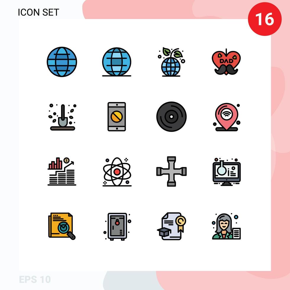16 icônes créatives signes et symboles modernes de l'application désactivée scoop papa jardinage automne éléments de conception vectoriels créatifs modifiables vecteur