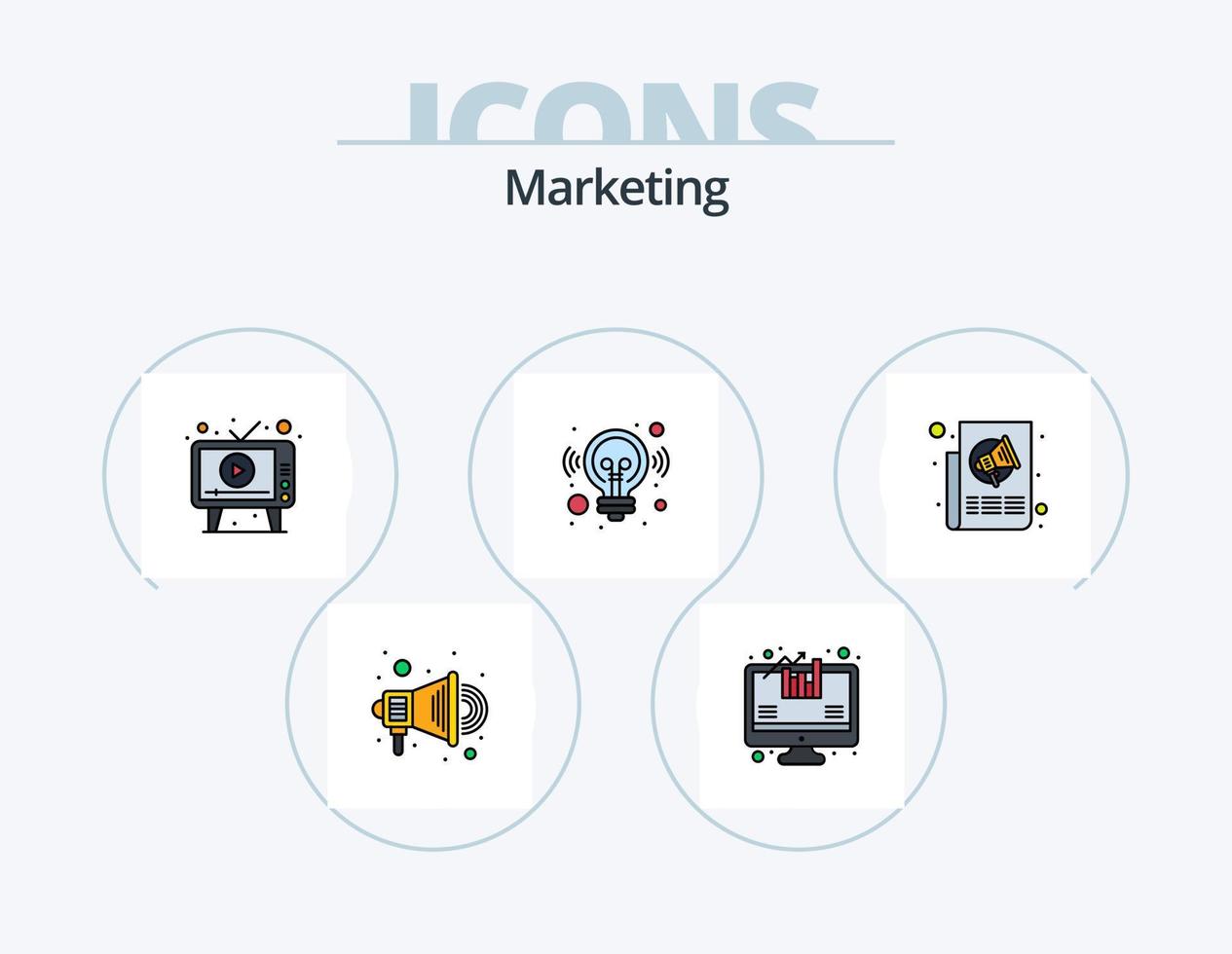 pack d'icônes remplies de ligne de marketing 5 conception d'icônes. commercialisation. Date. microphone. un événement. calendrier vecteur