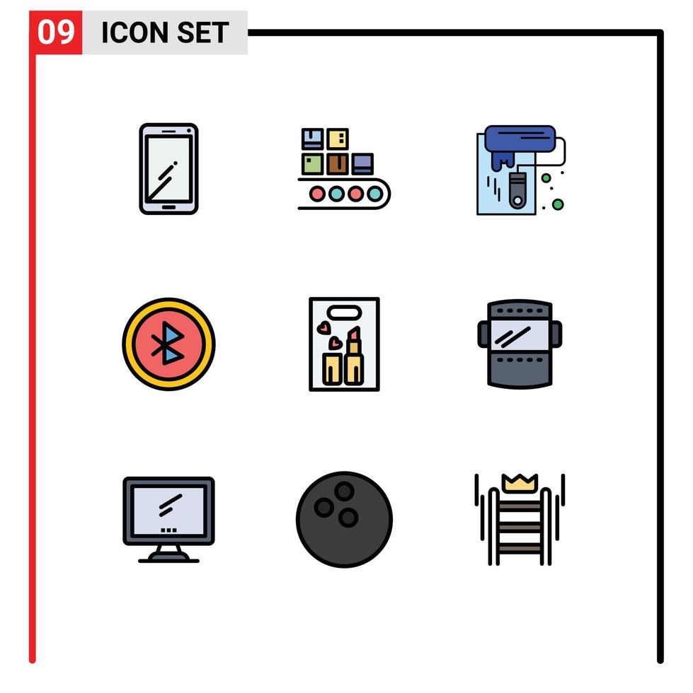 pack d'icônes vectorielles stock de 9 signes et symboles de ligne pour le produit d'interface utilisateur de rouge à lèvres rouleau bluetooth éléments de conception vectoriels modifiables vecteur