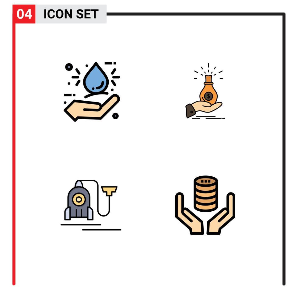4 icônes créatives signes et symboles modernes de la dette bio main main épargne éléments de conception vectoriels modifiables vecteur