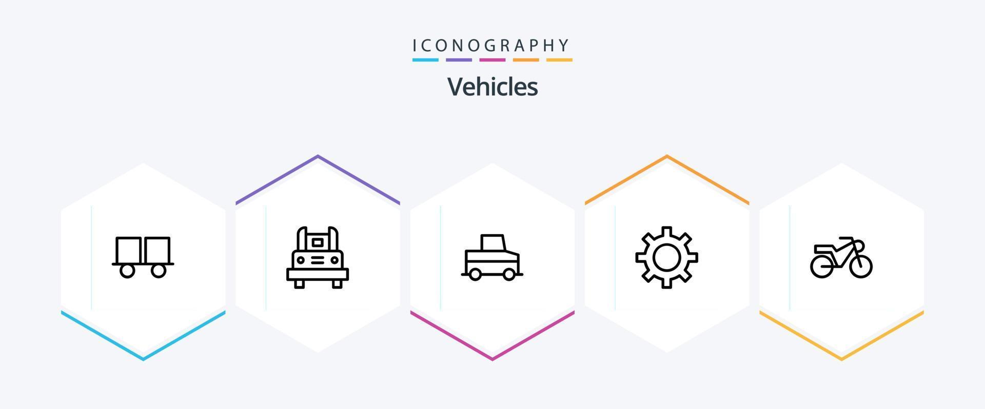 pack d'icônes de 25 lignes de véhicules, y compris la moto. configuration du véhicule. le transport. Véhicules. un camion vecteur