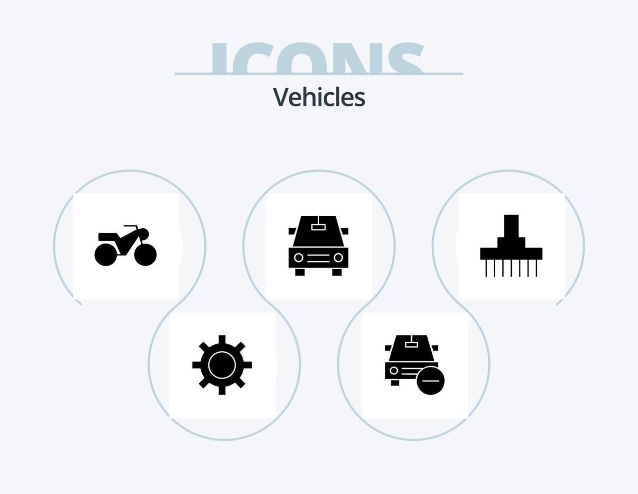 pack d'icônes de glyphe de véhicules 5 conception d'icônes. tracteur. de face. Véhicules. ferme. Véhicules vecteur