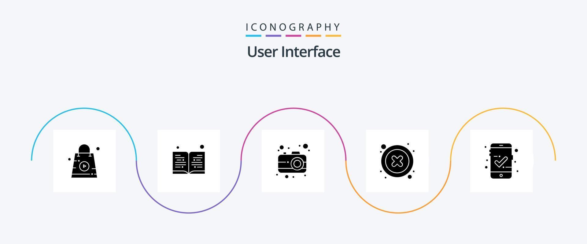 interface utilisateur glyphe 5 pack d'icônes comprenant. vérifié. interface. approuvé. interface vecteur