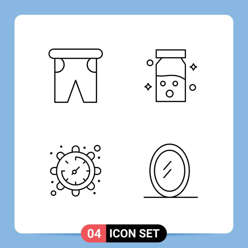 pack d'interface utilisateur de 4 couleurs plates de base remplies d'éléments de conception vectoriels modifiables de temps de santé de natation vecteur