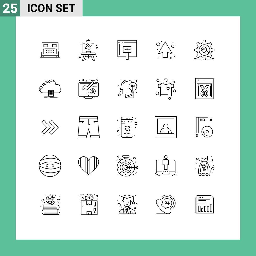 groupe de 25 lignes modernes définies pour les éléments de conception vectoriels modifiables de la flèche vers le haut de l'internet vecteur