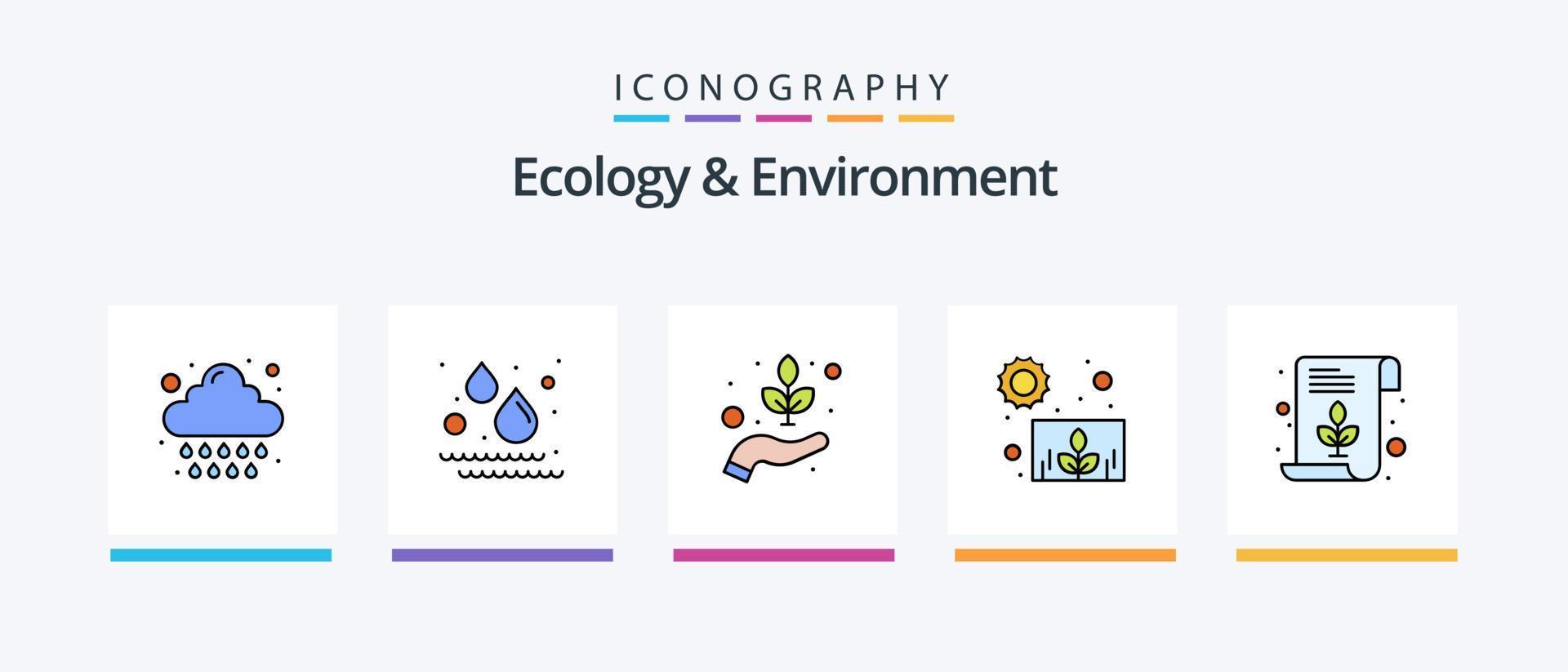 pack de 5 icônes remplies d'écologie et d'environnement, y compris le vert. feuille. la nature. vert. environnement. conception d'icônes créatives vecteur