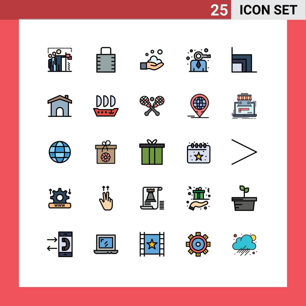 25 interface utilisateur ligne remplie pack de couleurs plates de signes et symboles modernes d'éléments de conception vectoriels modifiables de lavage de clé de sécurité moderne d'entreprise vecteur