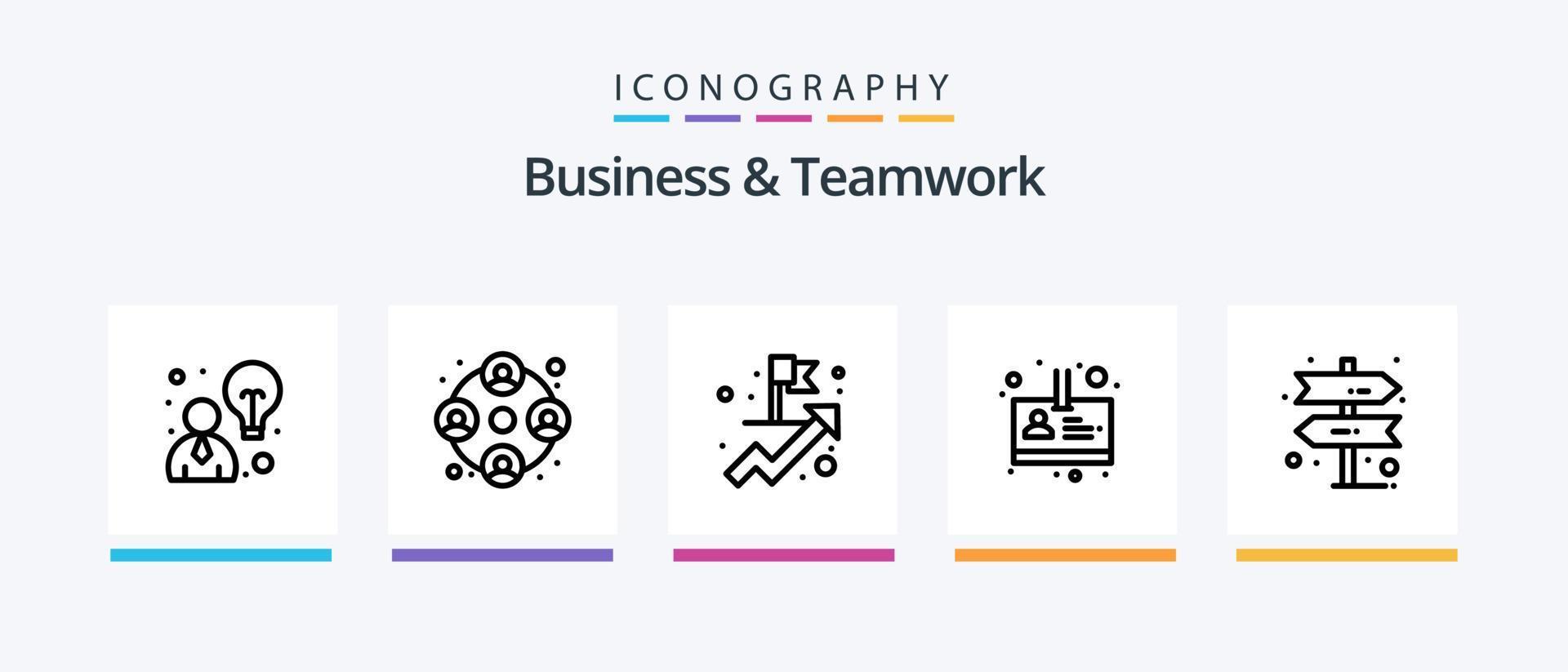 pack d'icônes ligne 5 pour les affaires et le travail d'équipe, y compris. direction. processus. budget. conception d'icônes créatives vecteur