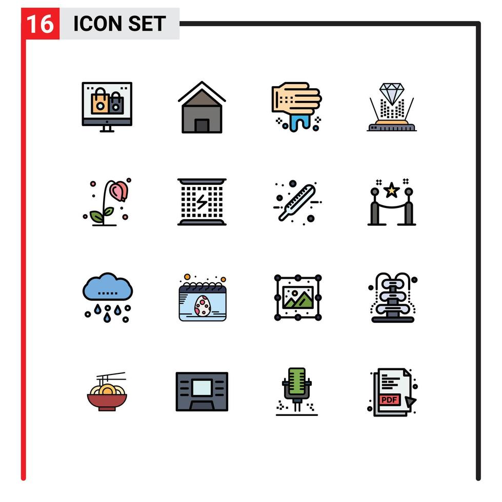pack d'icônes vectorielles stock de 16 signes et symboles de ligne pour la technologie de fleur de soleil maison projection spa éléments de conception vectoriels créatifs modifiables vecteur