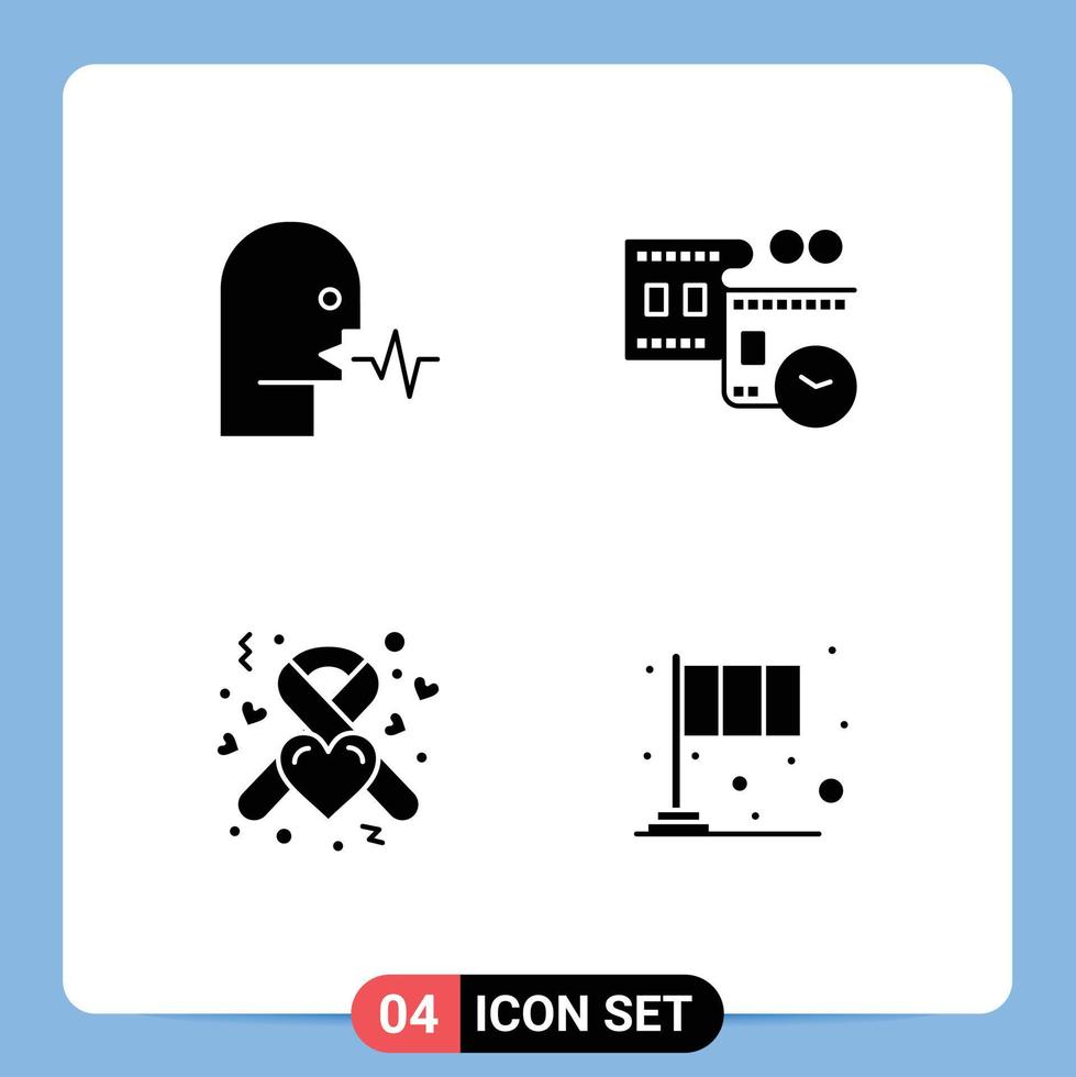 interface utilisateur pack de glyphes solides de signes et symboles modernes de don audio discours film stip cœur éléments de conception vectoriels modifiables vecteur