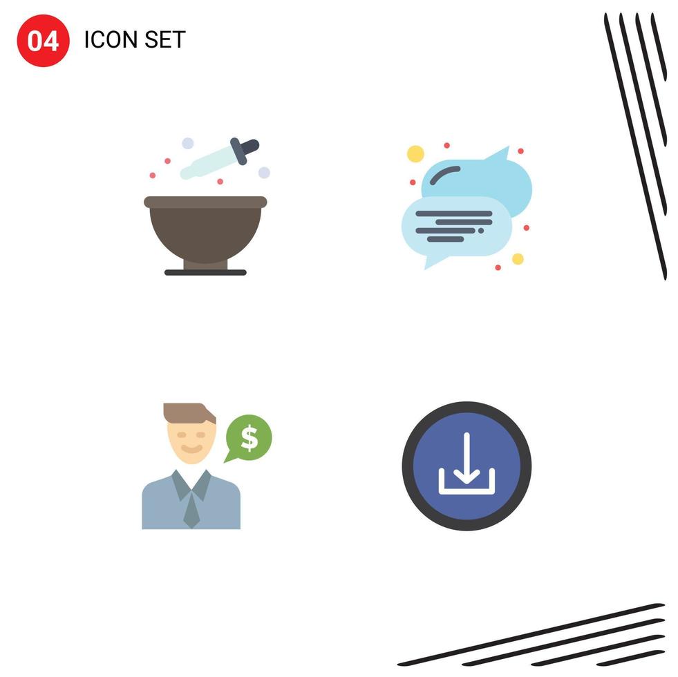 ensemble de 4 symboles d'icônes d'interface utilisateur modernes signes pour l'application de texte de colorant de travail de cuisson éléments de conception vectoriels modifiables vecteur
