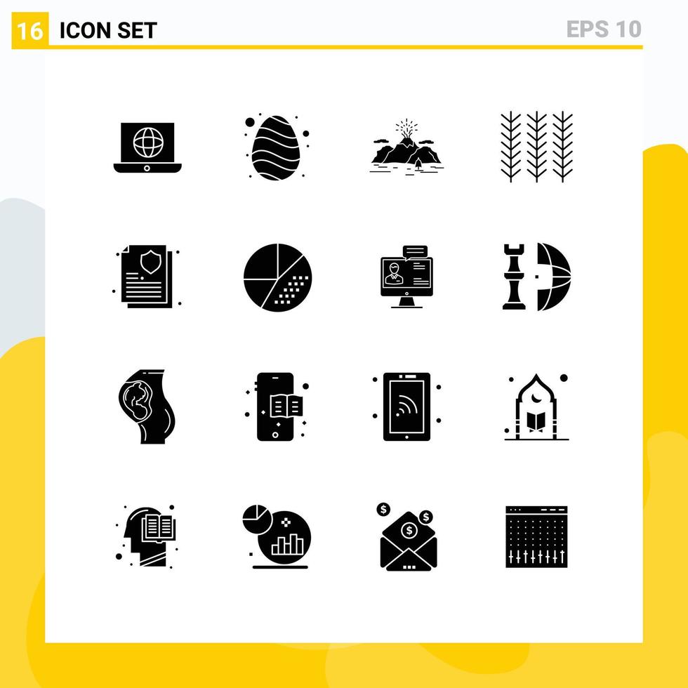 pack de 16 glyphes solides créatifs d'éléments de conception vectoriels modifiables vecteur