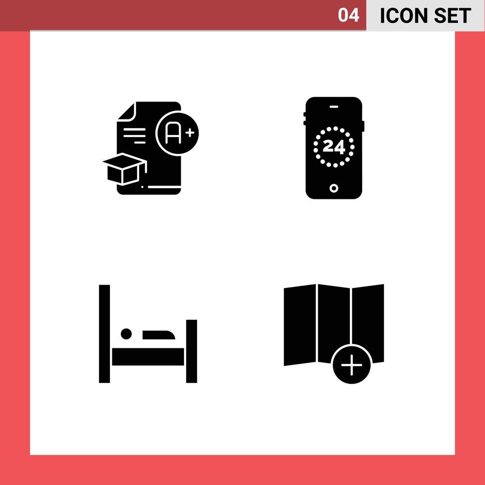 ensemble de 4 pack de glyphes solides commerciaux pour les éléments de conception vectoriels modifiables de sommeil en ligne vecteur