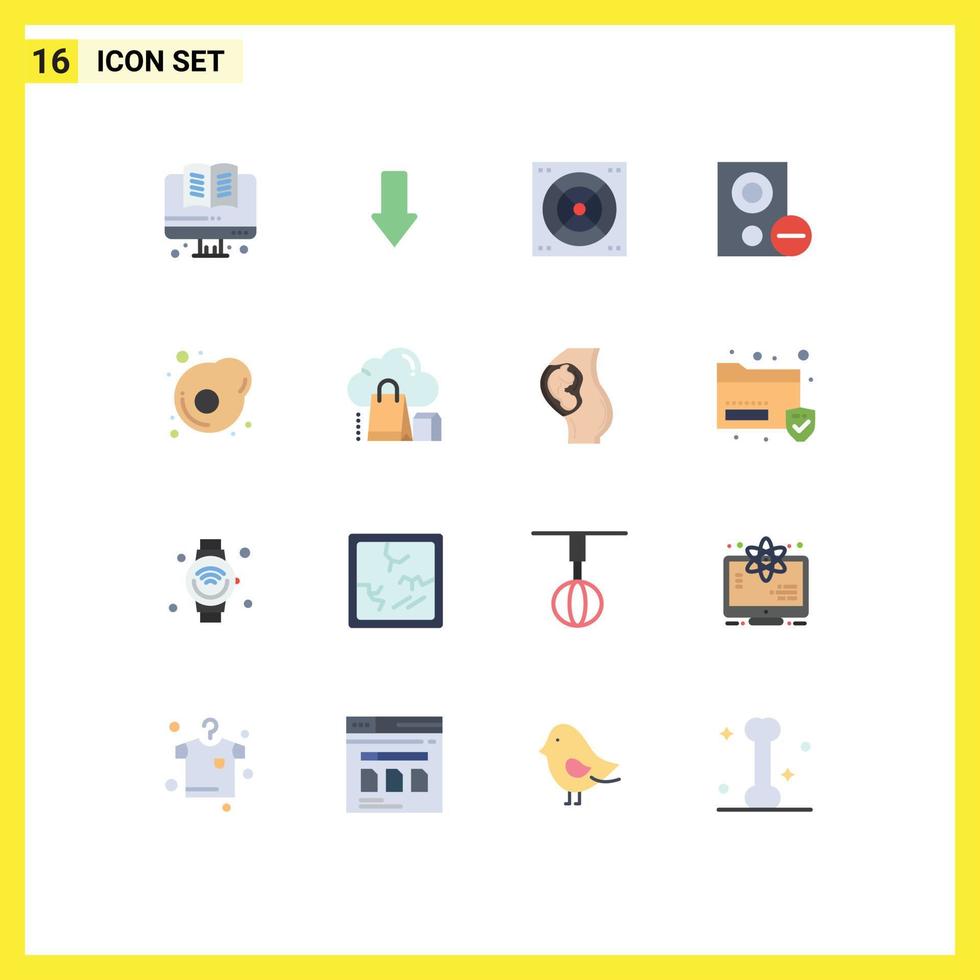 pack de 16 signes et symboles de couleurs plates modernes pour les supports d'impression Web tels que le bain de petit déjeuner omelette supprimer le gadget modifiable pack d'éléments de conception de vecteur créatif