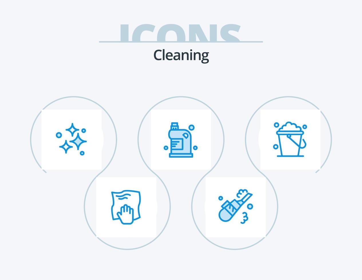 pack d'icônes bleues de nettoyage 5 conception d'icônes. fluide. nettoyage. tuyau. propre. lavage vecteur