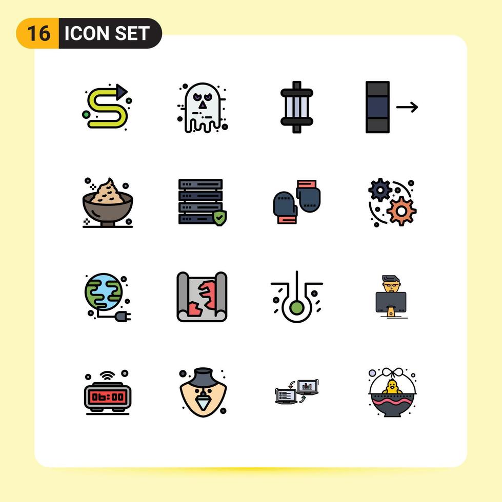 groupe de 16 lignes modernes remplies de couleurs plates pour l'exportation de nourriture outils de données effrayants éléments de conception vectoriels créatifs modifiables vecteur
