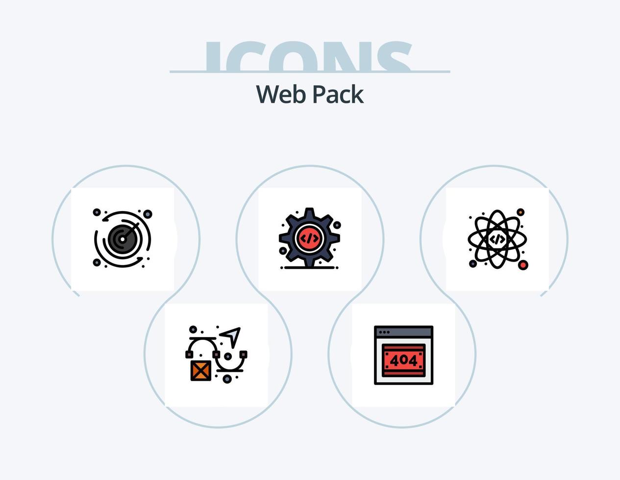 ligne de pack web remplie icône pack 5 conception d'icônes. . page Web. code source. la toile. codage vecteur