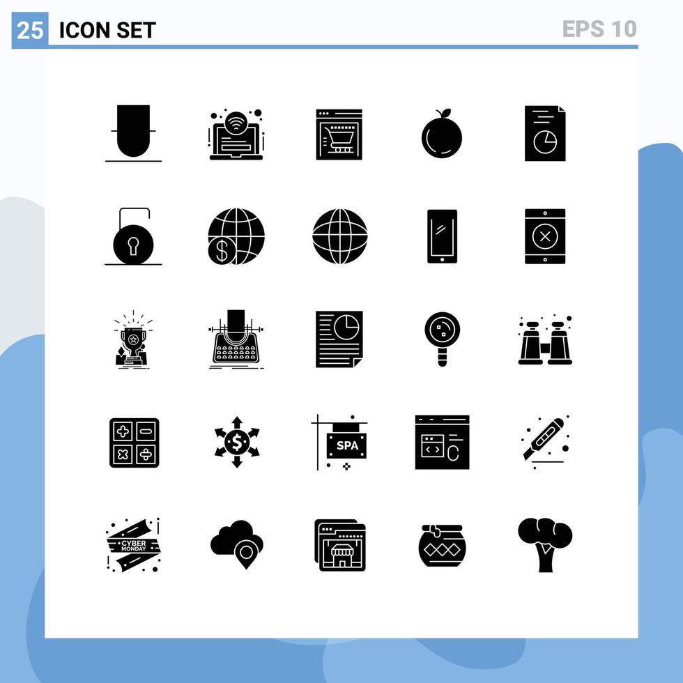 groupe de 25 signes et symboles de glyphes solides pour les mains clés ecommerce analytics chine éléments de conception vectoriels modifiables vecteur