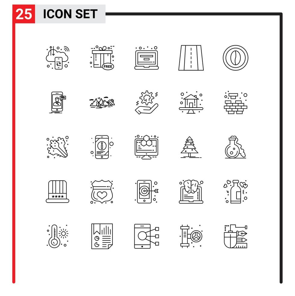 25 icônes créatives signes et symboles modernes de la cuisine façon boîte-cadeau profil de route éléments de conception vectoriels modifiables vecteur