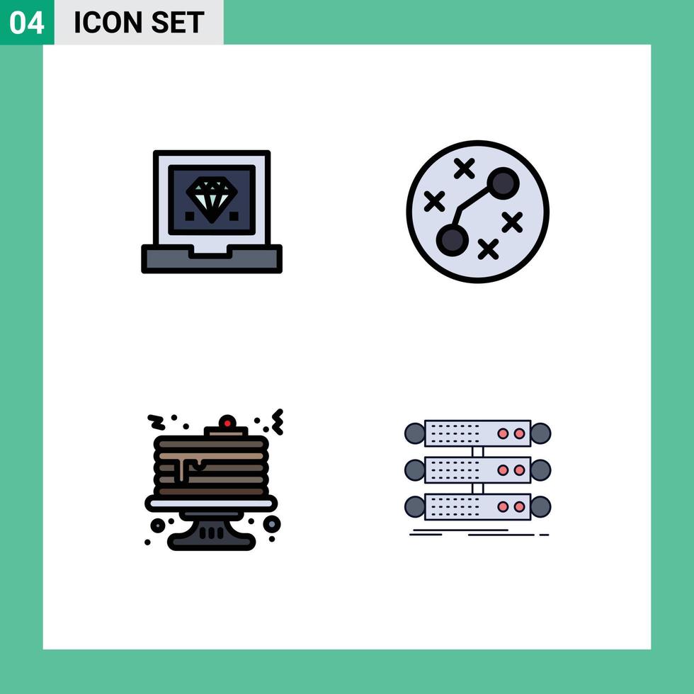 ensemble de 4 symboles d'icônes d'interface utilisateur modernes signes pour coder la programmation de gâteau infection pancake éléments de conception vectoriels modifiables vecteur